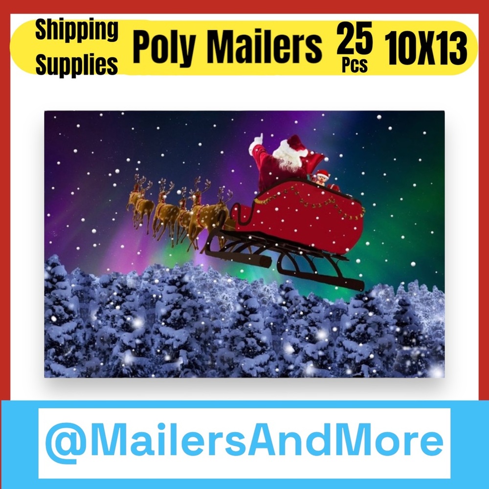 25 10X13 Poly Mailers Santa Aurora Borealis Christmas Envelopes PRICE IS FIRM - Picture 4 of 8